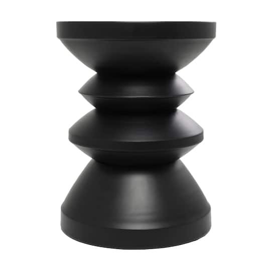 18" Black Metal Art Deco Inspired Accent Table